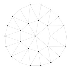 Obraz premium Abstract geometric circle formed by intersecting lines and larger black points ideal for science, technology, or network concepts on white background vector illustration