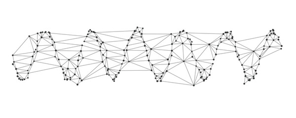 Abstract geometric network spiral with connected polygonal lines and dots perfect for technology backgrounds, science concepts, or digital design projects isolated on white background vector.