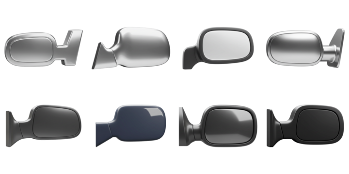 Car Mirrors: A set of sleek car mirrors, showcasing different colors and designs, offer a unique perspective of automotive parts and accessories.