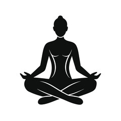 Woman meditating in lotus position silhouette