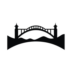 Golden Gate Bridge silhouette vector illustration against a city skyline