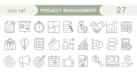 Project Management. Linear Icon Set. Infographics