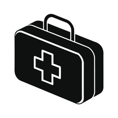 Black and White First Aid Kit Icon