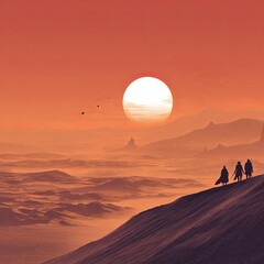 Romantic Sunset Stroll in Desert Sands