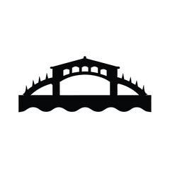Bridge silhouette vector illustration featuring city transport and industrial cargo