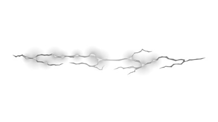 Shattered Ground Crack Line: A realistic, long, and jagged fissure resembling a break or impact on a surface, presented with a transparent background.

