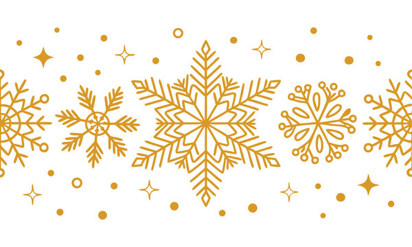 Gold snowflake border design for winter holidays