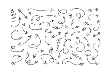 Hand Drawn Grey Arrow Vector Collection Line Art