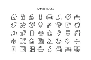 Smart Home Technology Line Vector Icons Collection