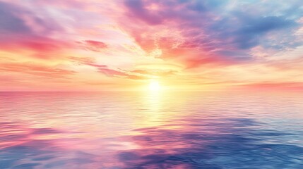 Fototapeta premium Vibrant sunset over a calm sea