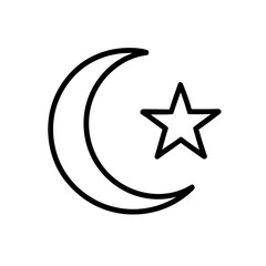 Obraz premium Crescent and star icon in outline style – Islamic symbol of faith