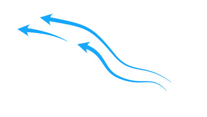 Transparent background: Blue Wavy Arrows Flowing Left - Directional, Movement, Information Flow

