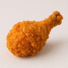 Crispy fried chicken drumstick on white background