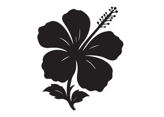 silhouette of a hibiscus flower logo vector, hibiscus flower logo icon silhouette, flower silhouette logo, hibiscus flower silhouette, black and white hibiscus flower silhouette on white background © Adobe design