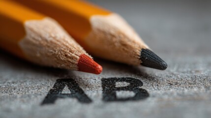 Obraz premium Pencil - direction indicator - choice of plan a or plan b. Business strategy, failure analysis and not give up.