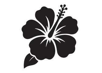 silhouette of a hibiscus flower logo vector, hibiscus flower logo icon silhouette, flower silhouette logo, hibiscus flower silhouette, black and white hibiscus flower silhouette on white background