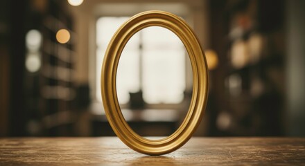 Elegant golden oval frame, perfect for displaying artwork or cherished memories