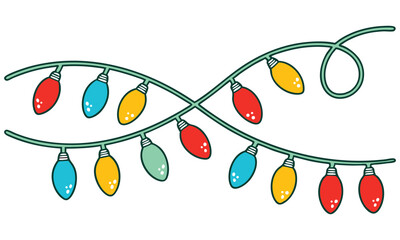 Colorful christmas lights string festive decoration