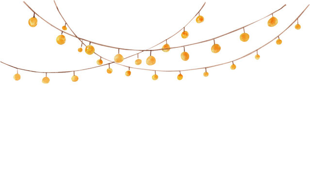 Transparent Background Hand-Drawn Warm String Lights Illustration

