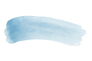 Delicate light blue watercolor brush stroke creating a soft and artistic texture on a transparent background, ideal for adding a touch of elegance to designs