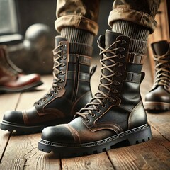 Combat boots Sturdy lace up boots with thick soles