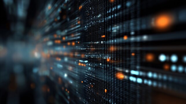 Business background cyber interface with binary overlays machine learning code visuals and futuristic AI indicators for modern business backgrounds