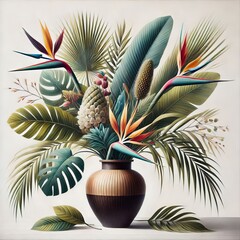 Contemporary still life painting of a vase filled