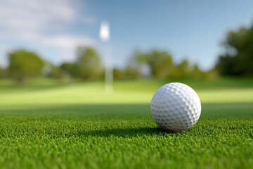 Fototapeta premium Close up Golf ball on fairway golf course