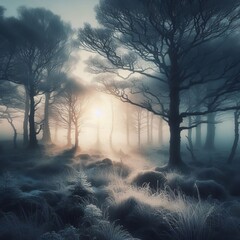 Desaturated Dawn the frozen landscape