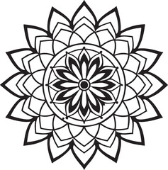 Intricate Floral Mandala Design A Symmetrical Meditative Pattern in Black