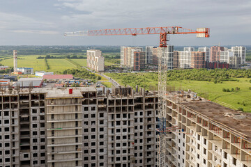 New building on the outskirts of St. Petersburg. Construction site in Murino.