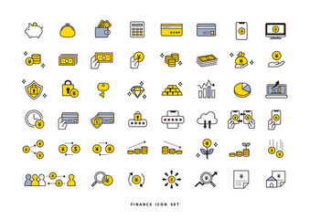 お金・金融・投資をテーマにしたベクターアイコンセット