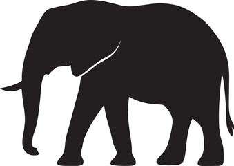 Fototapeta premium Black Elephant Silhouette – Minimalist Vector Animal Profile on White Background