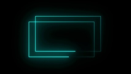 Abstract neon frames glowing against a dark background creating a modern graphic design element ideal for digital backgrounds and visual concepts