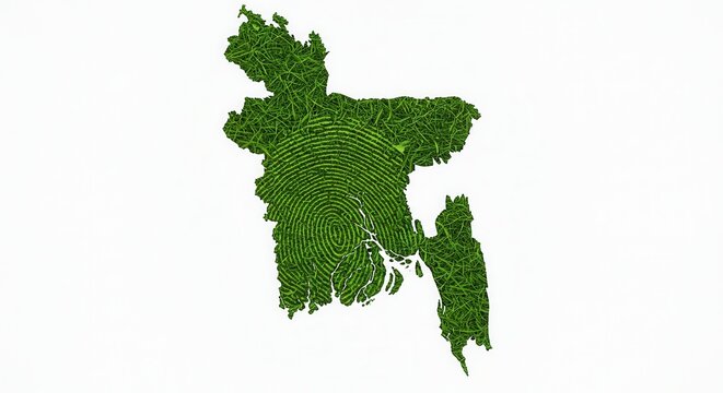 Green leaf Bangladesh shaped like a world map on a white background