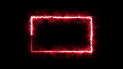 Abstract red energy rectangle glowing against a deep black background with fiery effects creating a dynamic and modern digital illustration.
