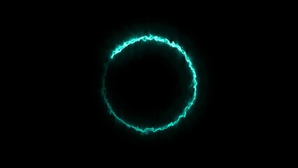 Glowing teal energy circle on black background perfect for modern technology abstract design and sci-fi visual effects elements.