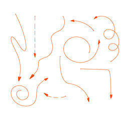 set of different doodle arrows. arrows of different shapes and directions