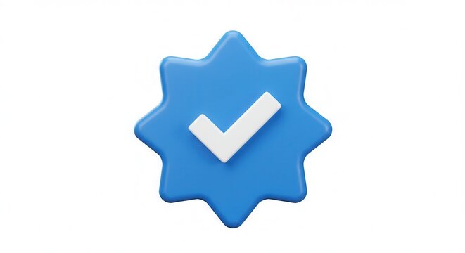 3d graphic of a tick sign on a white background, meta icon, verify icon