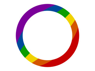 Rainbow Pride Circle Frame on White Background. LGBTQ Symbol Template. Vector Illustration