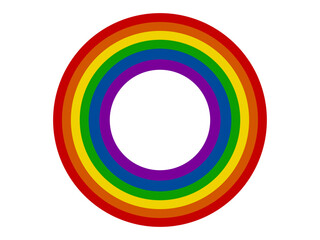 Rainbow Pride Circle Frame on White Background. LGBTQ Symbol Template. Vector Illustration