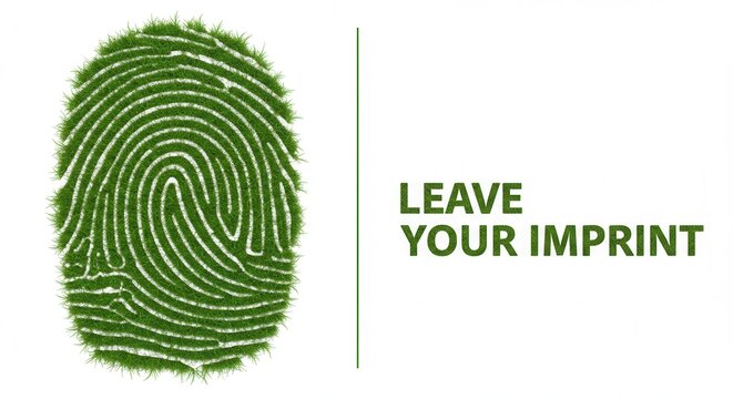 Green grass fingerprint: a digital symbol of unique identity and security