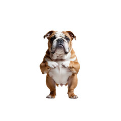 Obraz premium Adorable Bulldog Puppy Standing on Hind Legs, Isolated on Transparent Background