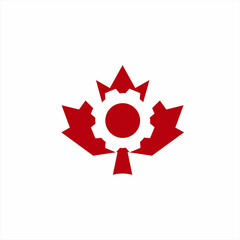 Maple leaf logo design with flower and crown concept.