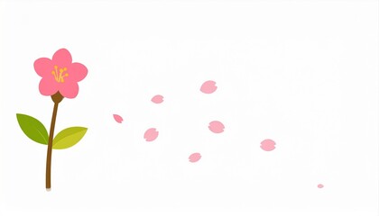 Pink flower with petals drifting in the breeze.