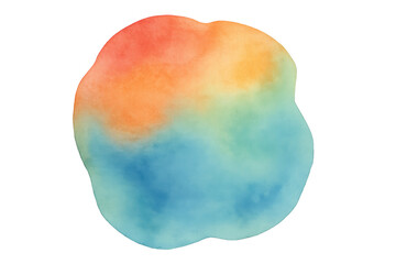 Colorful watercolor blob with gradient from orange to blue, isolated on transparent background, ideal for creative projects