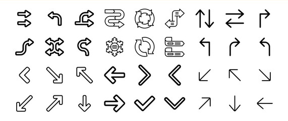 Black and White Arrow Icon Collection Set Bundle 271