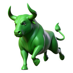 Obraz premium 3d rendered illustration of a bull, stock market green bull
