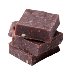 Delicious homemade chocolate fudge stacked against a white isolated background, perfect for dessert lovers and indulgent treats.