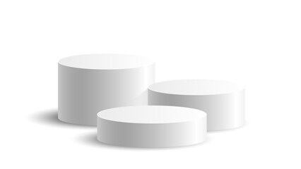 Transparent Background White Cylindrical Pedestals Product Display

